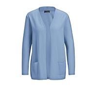 Strickjacke GOLDNER "Kurzgröße Cardigan in langer offener Form", Damen, Gr. 22, blau, Obermaterial: 100% Kaschmir WS., figurumspielend, Rippe, Pullover Strickjacke, Aufwendig in Form gestrickt (482060