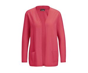 Strickjacke GOLDNER "Kurzgröße Cardigan in langer offener Form", Damen, Gr. 22, orange (koralle), Obermaterial: 100% Kaschmir WS., figurumspielend, eng Rippe, Pullover Strickjacke, Aufwendig in Form g