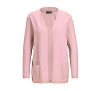 Strickjacke GOLDNER "Kurzgröße Cardigan in langer offener Form", Damen, Gr. 22, rosa (puder), Obermaterial: 100% Kaschmir WS., figurumspielend, Rippe, Pullover Strickjacke, Aufwendig in Form gestrickt