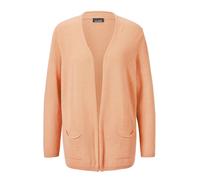 Strickjacke GOLDNER "Kurzgröße Cardigan in langer offener Form", Damen, Gr. 24, orange (pfirsich), Obermaterial: 100% Kaschmir WS., figurumspielend, eng Rippe, Pullover Strickjacke, Aufwendig in Form 