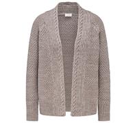 Strickjacke GOLDNER "Kurzgröße Elegante Grobstrickjacke, Zopfmuster", Damen, Gr. 22, beige (taupe, melange), Obermaterial: 70% Baumwolle CO. 30% Polyacryl PAN., normal, Sonstiges, Strickjacken Strickj