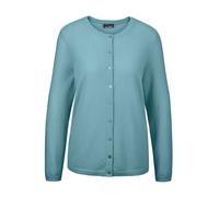 Strickjacke GOLDNER "Kurzgröße Eleganter Herbstcardigan mit Rundhals", Damen, Gr. 25, blau (aqua), Obermaterial: 100% Kaschmir WS., eng normales Bündchen, Strickjacken Strickjacke, Ohne (50942748-25) 