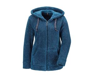 Strickjacke GOLDNER "Kurzgröße Flausch-Freizeitjacke in Blousonform", Damen, Gr. 23, blau (petrol), Obermaterial: 90% Polyester PES. 10% metallisierte Fasern MTF., figurumspielend, weit normales Bündc