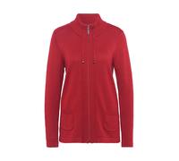 Strickjacke GOLDNER "Kurzgröße Sportliche Strickjacke", Damen, Gr. 21, rot (rubinrot), Obermaterial: 50% Baumwolle CO. 50% Polyacryl PAN., Tubular, Strickjacken Strickjacke, Aufwendig in Form gestrick