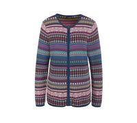 Strickjacke GOLDNER "Kurzgröße Jacquardstrickjacke mit Ringelmuster", Damen, Gr. 20, bunt (bunt, gemustert), Obermaterial: 100% Baumwolle CO., Tubular, Strickjacken Strickjacke, Hochwertiger Jacquards