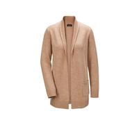 Strickjacke GOLDNER "Kurzgröße Langarm Cardigan aus Merino", Damen, Gr. 23, beige (beige, melange), Obermaterial: 100% Schurwolle WV., figurumspielend, weit Rippe, Strickjacken Strickjacke, Schalkrage