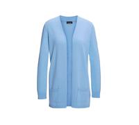 Strickjacke GOLDNER "Kurzgröße Langarm Feinstrick-Cardigan", Damen, Gr. 20, blau (pazifikblau), Obermaterial: 100% Kaschmir WS., figurumspielend, eng Rippe, Strickjacken Strickjacke, Ohne (98140228-20