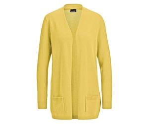 Strickjacke GOLDNER "Kurzgröße Langarm Feinstrick-Cardigan", Damen, Gr. 20, gelb, Obermaterial: 100% Kaschmir WS., figurumspielend, eng Rippe, Strickjacken Strickjacke, Ohne (35223959-20) gelb