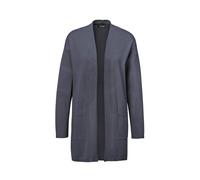 Strickjacke GOLDNER "Kurzgröße Longstrickjacke mit aufgesetzten Taschen", Damen, Gr. 20, blau (marine), Obermaterial: 60% Viskose CV. 40% Baumwolle CO., figurumspielend, eng Rippbündchen, Strickjacken