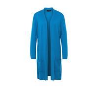 Strickjacke GOLDNER "Kurzgröße Modische Kaschmir-Longstrickjacke", Damen, Gr. 21, blau (atlantikblau), Obermaterial: 100% Kaschmir WS., figurumspielend, Sonstiges, Strickjacken Strickjacke, Ohne (2558