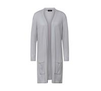 Strickjacke GOLDNER "Kurzgröße Modische Kaschmir-Longstrickjacke", Damen, Gr. 21, silber (silbergrau, melange), Obermaterial: 100% Kaschmir WS., figurumspielend, Sonstiges, Strickjacken Strickjacke, O
