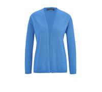 Strickjacke GOLDNER "Kurzgröße Offene Strickjacke in Kurzform", Damen, Gr. 19, blau (karibikblau), Obermaterial: 60% Viskose CV. 40% Baumwolle CO., Rollkante, Strickjacken Strickjacke, keine/nicht rel