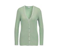 Strickjacke GOLDNER "Kurzgröße Pflegeleichte Strickjacke in hochwertiger Rippenstruktur", Damen, Gr. 24, grün (salbei), Obermaterial: 65% Polyacryl PAN. 35% Polyester PES., V-Ausschnitt, weit Sonstige