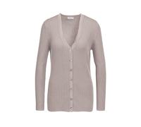 Strickjacke GOLDNER "Kurzgröße Pflegeleichte Strickjacke in hochwertiger Rippenstruktur", Damen, Gr. 25, beige (taupe), Obermaterial: 65% Polyacryl PAN. 35% Polyester PES., V-Ausschnitt, weit Sonstige