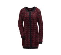 Strickjacke GOLDNER "Kurzgröße Schicker Strickcardigan mit Glanzgarn", Damen, Gr. 24, schwarz (schwarz, merlot), Obermaterial: 80% Polyacryl PAN. 14% Polyester PES. 6% Wolle WO., festlich, figurumspie