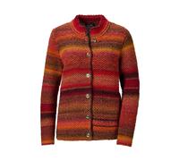 Strickjacke GOLDNER "Kurzgröße Strickjacke mit Multicolor Ringeloptik", Damen, Gr. 24, orange (rot, orange, gemustert), Obermaterial: 53% Schurwolle WV. 47% Polyacryl PAN., Strickjacken Strickjacke (4