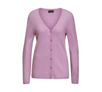 Strickjacke GOLDNER "Kurzgröße Weiche Kaschmirstrickjacke mit V-Ausschnitt", Damen, Gr. 22, lila (violett), Obermaterial: 100% Kaschmir WS., V-Ausschnitt, Rippe, Strickjacken Strickjacke, Ohne (554192