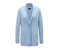 Strickjacke GOLDNER "Langarm Cardigan aus Merino", Damen, Gr. 54, blau (hellblau, melange), Obermaterial: 100% Schurwolle WV., figurumspielend, Rippe, Strickjacken Strickjacke, Schalkragen (11413331-5