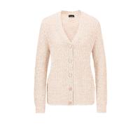 Strickjacke GOLDNER "Langarm Strickjacke mit V-Ausschnitt", Damen, Gr. 42, rosa (rosé, weiß, gemustert), Obermaterial: 54% Baumwolle CO. 27% Polyacryl PAN. 19% Polyester PES., Strickjacken Strickjacke