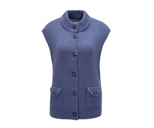 Strickjacke GOLDNER "Stilvoller Strickpullunder, Stehkragen", Damen, Gr. 38, blau (schieferblau), Obermaterial: 100% Polyacryl PAN., gerade, keine/nicht relevant, Strickjacken Strickjacke, keine/nicht
