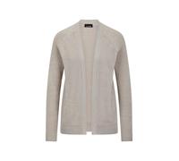 Strickjacke GOLDNER "Strickjacke mit Strickbandblende", Damen, Gr. 54, beige (stein), Obermaterial: 57% Polyacryl PAN. 26% Polyester PES. 17% Baumwolle CO., gerade, Strickjacken Strickjacke, aus Bändc