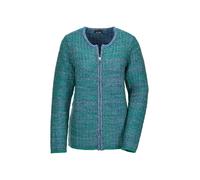 Strickjacke GOLDNER "Strukturjacke mit Rollband", Damen, Gr. 40, blau (türkis, gemustert), Obermaterial: 100% Polyacryl PAN., gerade, Strickjacken Strickjacke, dekoratives Rollbändchen am RV (76145858