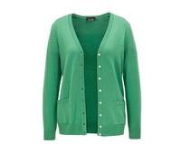 Strickjacke GOLDNER "Uni Merino-Cardigan Langarm", Damen, Gr. 42, grün, Obermaterial: 100% Schurwolle WV., Basic, V-Ausschnitt, Rippe, Strickjacken Strickjacke, Reine Merinowolle (82146927-42) grün