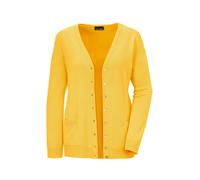 Strickjacke GOLDNER "Uni Merino-Cardigan Langarm", Damen, Gr. 46, gelb, Obermaterial: 100% Schurwolle WV., Basic, V-Ausschnitt, Rippe, Strickjacken Strickjacke, Reine Merinowolle (33193861-46) gelb