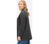 Longstrickjacke SHEEGO, Damen, Gr. 52/54, graphit, meliert, 66% Polyester, 18% Polyacryl, 10% Polyamid, 6% Wolle, unifarben, Strickjacken Longstrickjacke (51438215-52) graphit, meliert