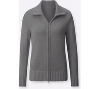 Strickjacke CASUAL LOOKS, Damen, Gr. 40, grau (grau, meliert), 50% Baumwolle, 50% Polyacryl, unifarben, figurumspielend, Strickjacken Strickjacke, Topseller (739824-40) grau, meliert