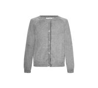 Strickjacke HAPPY GIRLS, Mädchen, Gr. 158, grau (grau melange), Strick, Obermaterial: 100% Baumwolle, meliert, unifarben, regular fit hüftlang, Rundhals, Raglanärmel Strickbündchen, Strickjacken Stric