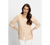 Strickjacke HEINE, Damen, Gr. 34, beige (elfenbein), 61% Polyacryl, 26% Wolle, 12% Polyamid, 1% Elasthan, unifarben, Strickjacken Strickjacke (54657501-34) elfenbein