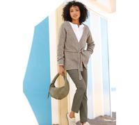 Strickjacke HEINE, Damen, Gr. 34, beige (sesam, meliert), 55% Polyacryl, 36% Polyester, 5% Wolle, 4% Elasthan, unifarben, Strickjacken Strickjacke (91255209-34) sesam, meliert