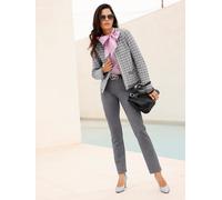Strickjacke HEINE, Damen, Gr. 34, grau (grau, ecru, gemustert), 50% Viskose, 28% Polyester, 22% Polyamid, gemustert, kariert, mehrfarbig, Strickjacken Strickjacke (16166754-34) grau, ecru, gemustert
