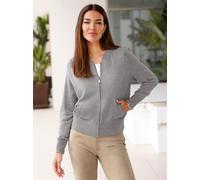 Strickjacke HEINE, Damen, Gr. 34, grau (steingrau, meliert), 50% Viskose, 28% Polyester, 22% Polyamid, unifarben, Strickjacken Strickjacke (32364668-34) steingrau, meliert