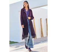 Strickjacke HEINE, Damen, Gr. 34, lila (marine, traube, gemustert), 73% Polyacryl, 15% Polyamid, 10% Wolle, 2% Elasthan, bedruckt, gemustert, mehrfarbig, Strickjacken Strickjacke (74429067-34) marine,