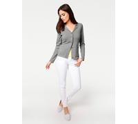 Strickjacke HEINE, Damen, Gr. 38, grau (grau, melange), 100% Baumwolle, unifarben, Strickjacken Strickjacke (44005240-38) grau, melange