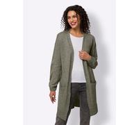 Strickjacke HEINE, Damen, Gr. 38, grün (khaki), 60% Polyester, 30% Polyamid, 10% Wolle, unifarben, Strickjacken Strickjacke (85835743-38) khaki