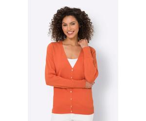 Strickjacke HEINE, Damen, Gr. 38, orange, 100% Baumwolle, unifarben, Strickjacken Strickjacke, Topseller (85770319-38) orange