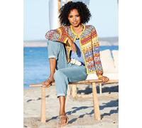 Strickjacke HEINE, Damen, Gr. 40, bunt (limone, eisblau, gemustert), 50% Baumwolle, 50% Polyacryl, gemustert, mehrfarbig, Strickjacken Strickjacke, Topseller (19867256-40) limone, eisblau, gemustert