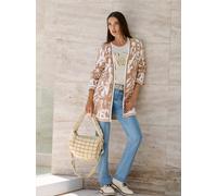 Strickjacke HEINE, Damen, Gr. 40, gelb (camel, champagner, gemustert), 50% Viskose, 25% Polyester, 25% Polyamid, gemustert, mehrfarbig, Strickjacken Strickjacke (33862610-40) camel, champagner, gemust