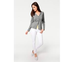 Strickjacke HEINE, Damen, Gr. 40, grau (grau, melange), 100% Baumwolle, unifarben, Strickjacken Strickjacke (44005240-40) grau, melange