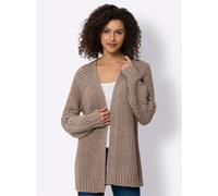 Strickjacke HEINE, Damen, Gr. 42, beige (beige, meliert), 45% Polyacryl, 30% Polyamid, 25% Polyester, unifarben, Strickjacken Strickjacke (86803941-42) beige, meliert