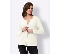 Strickjacke HEINE, Damen, Gr. 42, beige (ecru), 100% Baumwolle, unifarben, Strickjacken Strickjacke (96399063-42) ecru