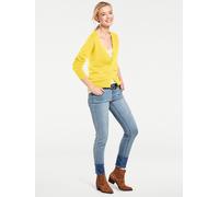 Strickjacke HEINE, Damen, Gr. 42, gelb, 100% Baumwolle, unifarben, Strickjacken Strickjacke (29563612-42) gelb