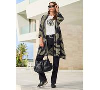 Strickjacke HEINE, Damen, Gr. 42, schwarz (oliv, schwarz, gemustert), 50% Polyacryl, 50% Polyamid, gemustert, Strickjacken Strickjacke (28356466-42) oliv, schwarz, gemustert