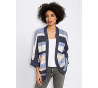 Strickjacke HEINE, Damen, Gr. 44/46, blau (marine, ecru, geringelt), 52% Polyacryl, 24% Polyamid, 20% Polyester, 3% Wolle, 1% Elasthan, gemustert, gestreift, mehrfarbig, Strickjacken Strickjacke (9162