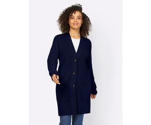 Strickjacke HEINE, Damen, Gr. 44, blau (marine), 50% Viskose, 28% Polyester, 22% Polyamid, unifarben, Strickjacken Strickjacke (65845600-44) marine