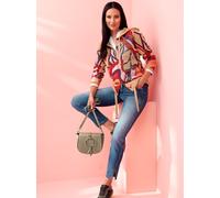 Strickjacke HEINE, Damen, Gr. 44, braun (rot, camel, gemustert), 100% Baumwolle, gemustert, mehrfarbig, Strickjacken Strickjacke (92142702-44) rot, camel, gemustert