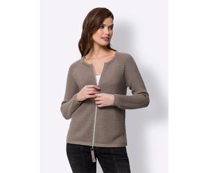 Strickjacke HEINE, Damen, Gr. 44, grau (taupe), 100% Baumwolle, unifarben, Strickjacken Strickjacke (59501068-44) taupe